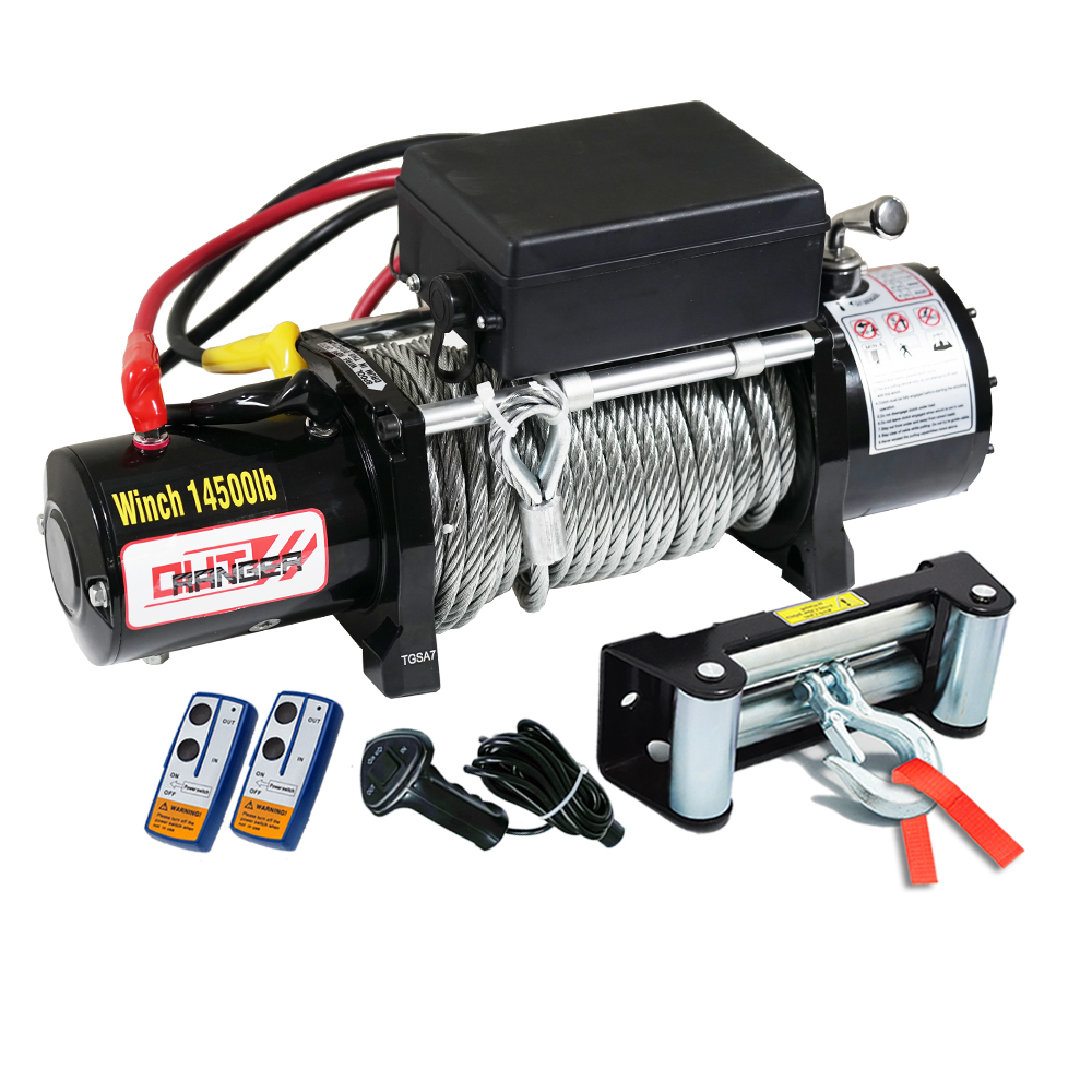 12V 14500LBS STEEL CABLE ELECTRIC WINCH WIRELESS REMOTE 4WD TRUCK ...