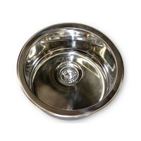 SS ROUND BASIN 450MM 180MM DEEP 90MM WASTE