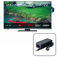 Englaon 22" Frameless Full HD Google Smart 12V TV With Built-in DVD player & Chromecast