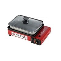 Portable Butane BBQ Camping Gas Cooker with Fish Pan - Red