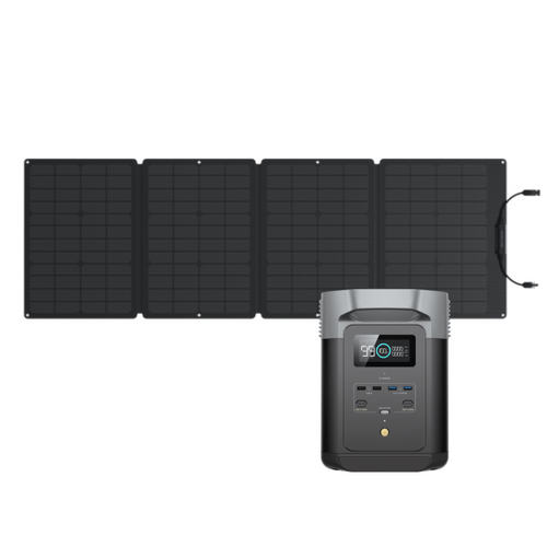 EcoFlow Delta 2 Portable Power Station (85Ah@12V) Bundle with 110W Monocrystalline Folding Solar Panel